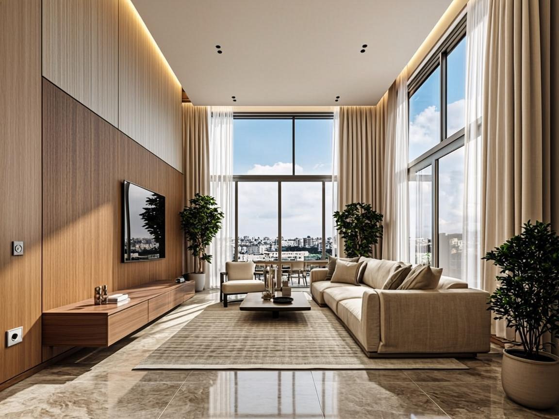 Premium living room interior at ORTA Landmark with natural light and warm minimalist design
