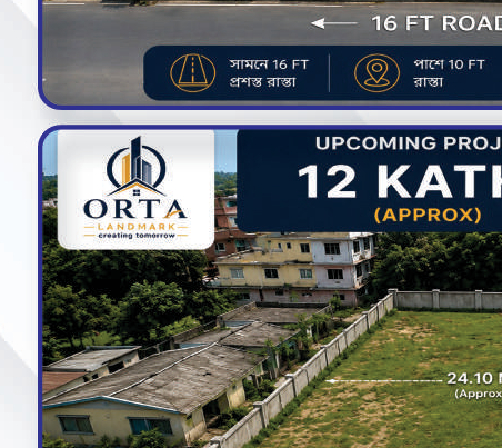 Aerial view of the 12 Katha upcoming land plot with road access