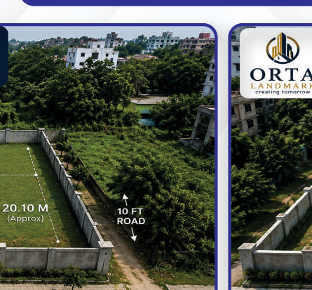 Aerial view of the 15 Katha upcoming land plot with road access