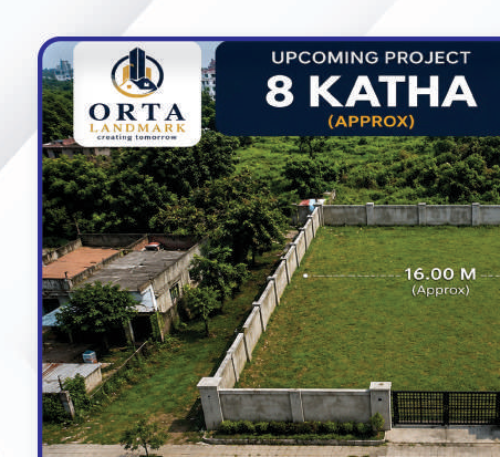 Aerial view of the 8 Katha upcoming land plot with road access